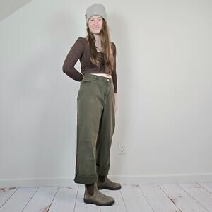 Vintage 90s Y2K Mom Dad Jeans Army Green 34"
